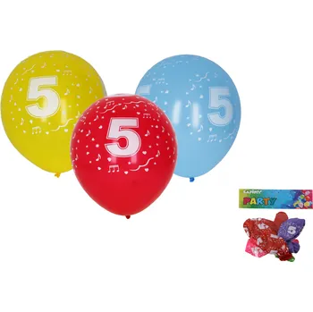 Balónek Balónek nafukovací 30cm - sada 5ks, s číslem 5