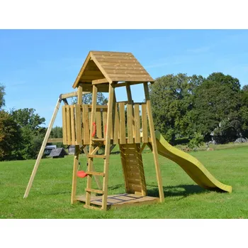 Dětské hřiště Lesa Velká dřevěná zahradní sestava s houpačkou a pískovištěm 59J3