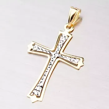 Přívěsek Přívěsek zlato mix 585 gravírovaný křížek 43-2084