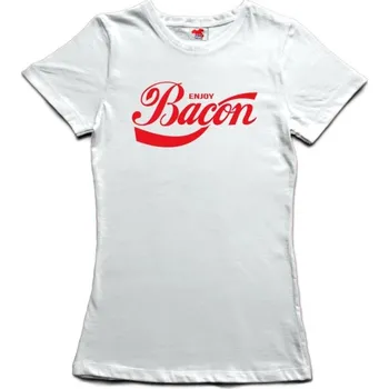 Žertovný předmět Bacon - dámské tričko s potiskem L bílá - white