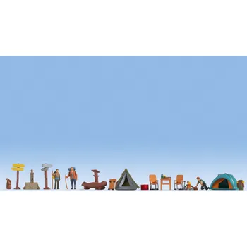 Modelová železnice H0 - Set kempování, stany, oheň atd. / NOCH 16201
