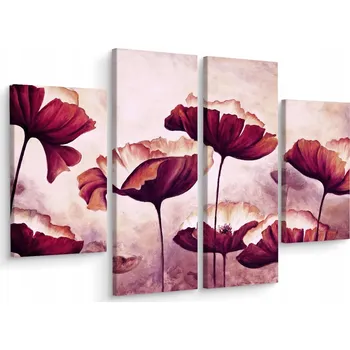 Obraz Čtyřdílný obraz KVĚTINY Vlčí máky Malířství 3D 200x150 cm