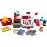 Pokladna digitální plast 30cm s doplňky na baterie se zvukem se světlem v krabici