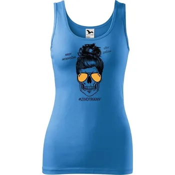 DOBRÝ TRIKO Dámské tílko s potiskem Život mámy Velikost: M, Barva: Azurově modrá