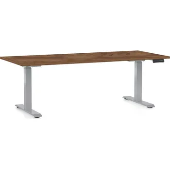 Psací stůl Výškově nastavitelný stůl OfficeTech D, 180 x 80 cm, šedá podnož, dub silverjack
