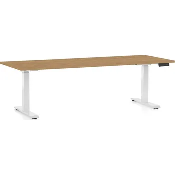 Psací stůl Výškově nastavitelný stůl OfficeTech D, 200 x 80 cm, bílá podnož, dub kamenný