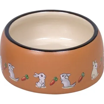 miska pro malé zvíře Nobby RABBIT keramická miska pro hlodavce hnědo-bílá 12 x 5 cm