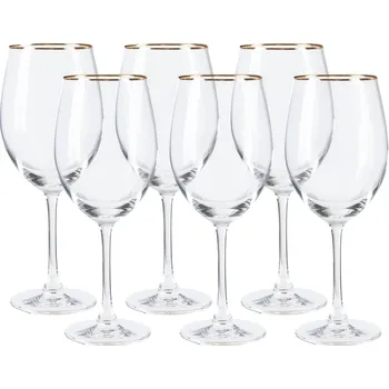 Sklenice LIVARNO home Sada sklenic se zlatým okrajem, 6dílná (sklenice na červené víno)