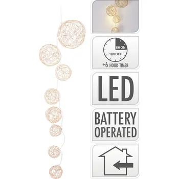 Vánoční dekorace Vánoční LED girlanda s časovačem Round 90 cm krémově zlatá