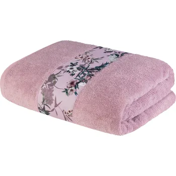 LIVARNO home Froté osuška, 100 x 150 cm, 500 g/m2 (růžová/bordura)