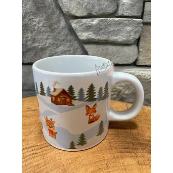 Keramický hrnek zvířátka na sněhu