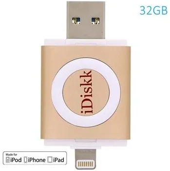 USB flash disk iDiskk ID32P Flash disk 32 GB 2v1 IDISKK pro Apple iPhone/MacBook a další - Lightning/USB – Gold