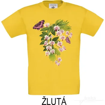 Dětské tričko KR, Orchidej milují i motýli Barva: Žlutá, Velikost: 158