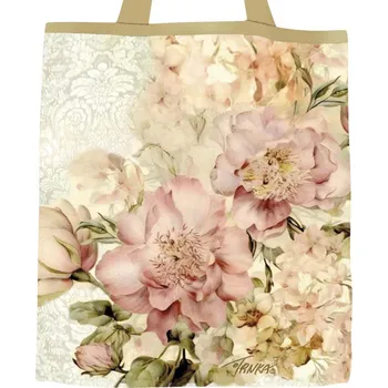 Plátěná nákupní taška, Růžové květy