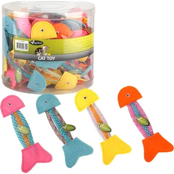 Hračka pro kočku PAPILLON Ryba s rolničkou, mix barev