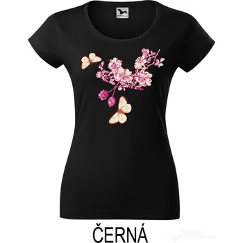 Dámské tričko Dámské tričko hlubší výstřih, Náhrdelník z růží Barva: Černá, Velikost: M