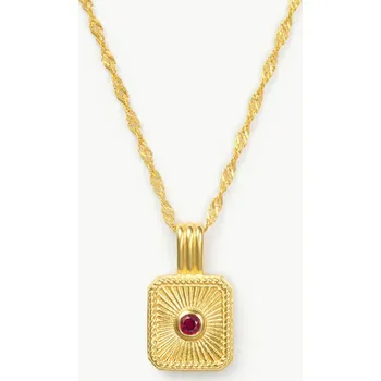 Řetízek Náhrdelník s přívěskem Zodiac & Birthstone – Rak / Rubín