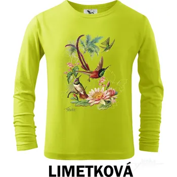 Chlapecké tričko Tričko dětské DR, Kolibříci Barva: Limetková, Velikost: 146