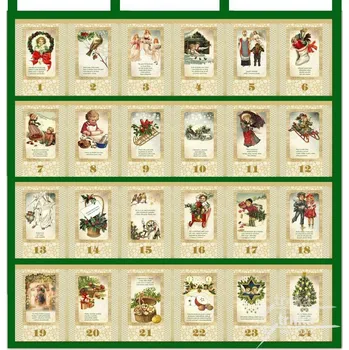 Kalendář Adventní látkový kalendář – kapsář, zelený