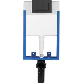 WC sada CERANO - Podomítkový WC set, modul, WC tlačítko Classic, podložka, černé matné - k zazdění