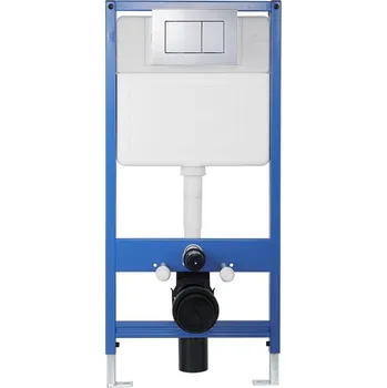 WC sada CERANO - Podomítkový WC set, modul, WC tlačítko Classic, podložka, chrom - předstěnová instalace/sádrokarton