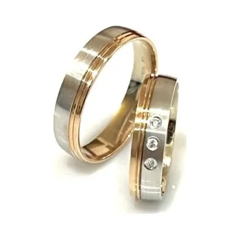 Prsten Ráj snubních prstenů | Zlaté snubní prsteny z růžového a bílého zlata - skladem - 4640