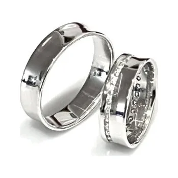 Prsten Ráj snubních prstenů | Široké snubní prsteny z bílého zlata skladem - 4654