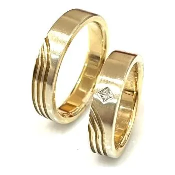 Prsten Ráj snubních prstenů | Super extra masivní zlaté snubní prsteny s dimantem - skladem - 4643