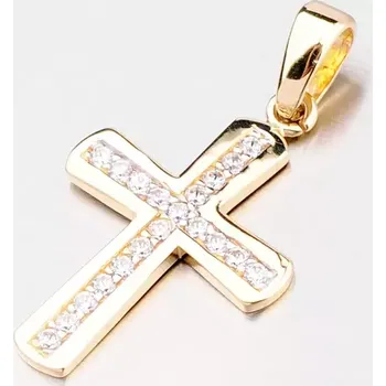 Přívěsek Přívěsek žluté zlato 585 zirkon ve tvaru kříže 43-21343