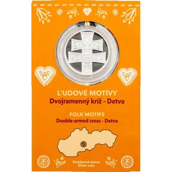 Stříbrná mince Dvojramenný kříž - Detva SK proof