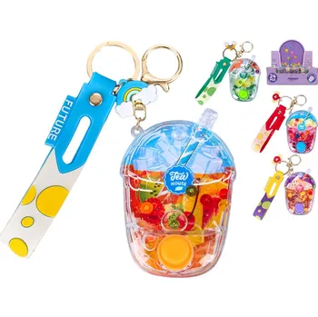 Vodní hra 6,5x2,5x9,5 cm s klíčenkou - mix barev (modrá, fialová, červené, zelená)