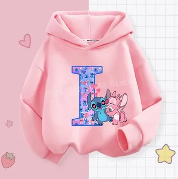 Chlapecký svetr Lilo & Stitch Pohodlná dětská mikina s kapucí "Lilo & Stitch" s písmenkem ABECEDY Velikost: 130/7-8 let, Písmenko: I