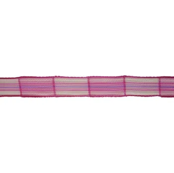 Stuha Kostková stuha s monofilem a drátem, 15 mm, růžovo-fialová