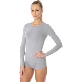 Dámské tričko Brubeck dámské tričko s dlouhým rukávem Comfort wool Barva: Popelová, Velikost: L