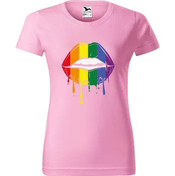 DOBRÝ TRIKO Dámské tričko s potiskem Pride ústa Barva: Růžová, Velikost: XS