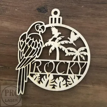 Vánoce Dřevěná vánoční ozdoba papoušek se jménem