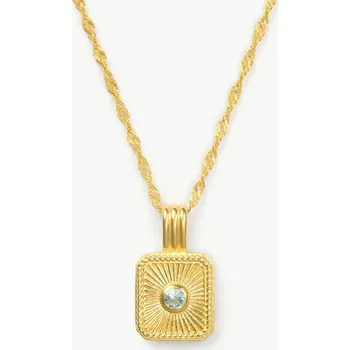 Řetízek Náhrdelník s přívěskem Zodiac & Birthstone – Ryby / Akvamarín