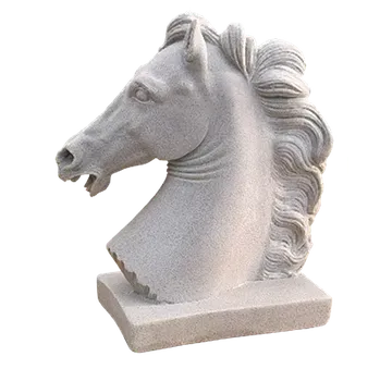 Zahradní dekorace Umělý pískovec Socha hlavy koně na podstavci