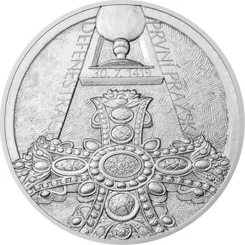 Stříbrná medaile 10 oz První pražská defenestrace stand