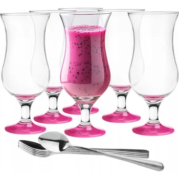 Sklenice Sada koktejlových Skleničky a lžiček GLASMARK 6 Ks purpurové dno, 420 ml