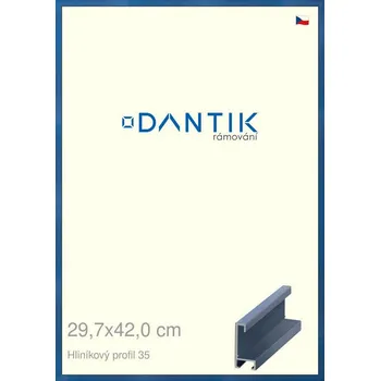 Rám na obraz DANTIK rámeček 29,7x42 | ALU profil 6035 Dýha barevná modrá královská (Plexi Čiré) (Vyrobeno s láskou u nás v DANTIKU)