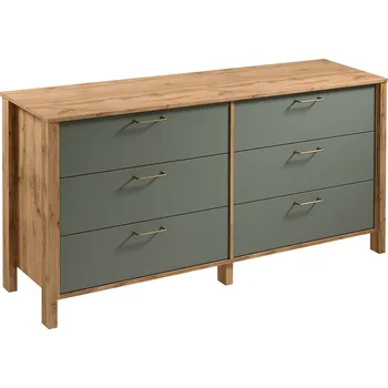 Komoda INDYGO z | komoda K6S | 170,6 cm | dub wotan/zelená