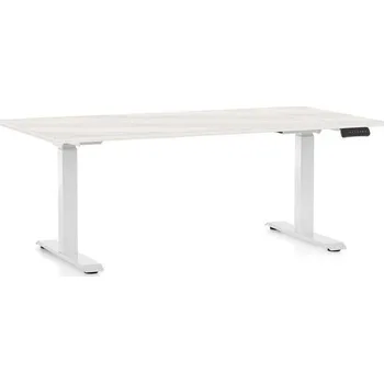 Psací stůl Výškově nastavitelný stůl OfficeTech C, 160 x 80 cm, bílá podnož, bílý jasan
