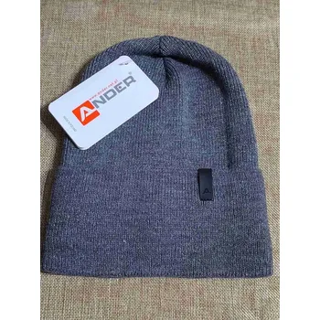 Čepice Dámská zimní čepice pletená se širokým lemem barva šedá tmavá