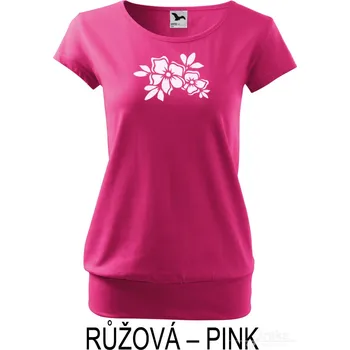 Dámské tričko Dámské tričko volný střih, Květinová brož Barva: Růžová, Velikost: XXXL