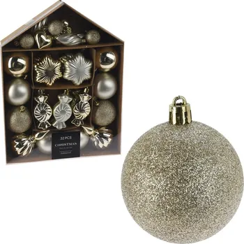 Vánoční dekorace Sada 32 ks vánočních baněk Davidow zlatá