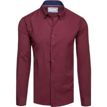 Pánská košile Pánská košile s dlouhým rukávem bordó