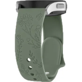 Ostatní příslušenství k chytrým hodinkám Silikonový řemínek se vzorem květin 20 mm - univerzální (Samsung, Huawei, Xiaomi,..) Tmavě zelená