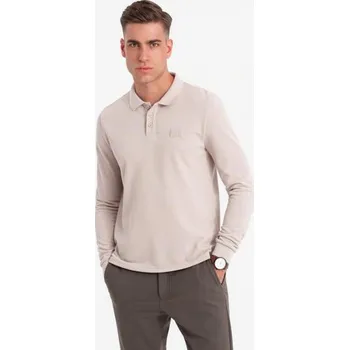 Pánské tričko Pánská strukturovaná polokošile s dlouhým rukávem a nášivkou - popelavá V3