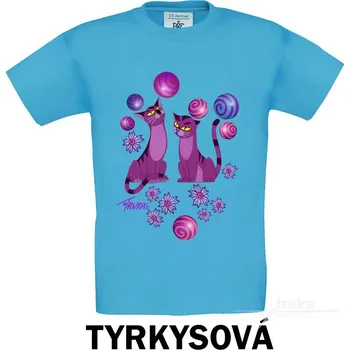 Chlapecké tričko Tričko dětské KR, Kočky fialové Barva: Tyrkysová, Velikost: 158
